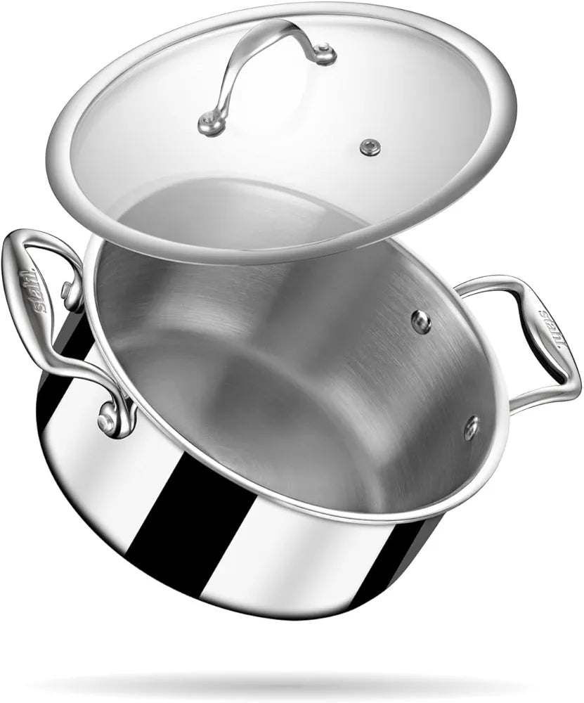 Stahl Artisan Triply Stainless Steel Sauce Pot | Casserole with Glass Lid