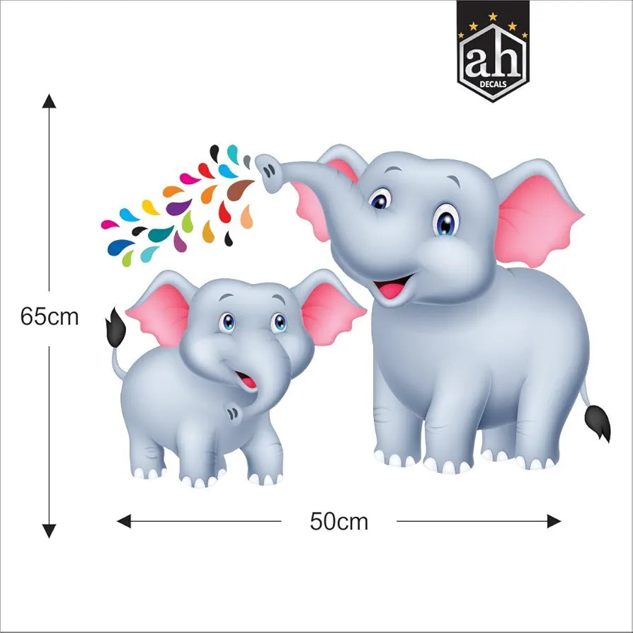AH Decals Kids Wall Sticker Elephant 3D Wall Stickers PVC Vinyl Wall Art Decorative for Kids Room Play School- 66 CM X 50 CM or 26 X 20 Inches Multicolour-Self-Adhesive