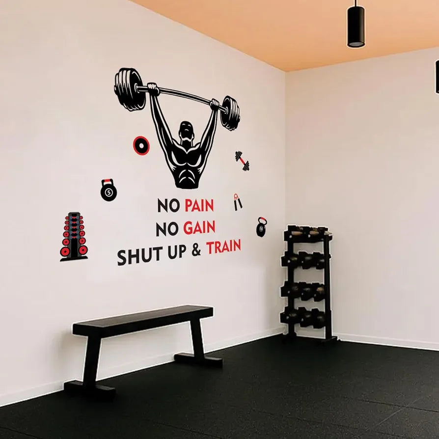 StickMe Gym Fitness Bodybuilding Sports Workout Boxing Inspirational Motivational Quotes Wall Sticker Large - 140 x 100 cm