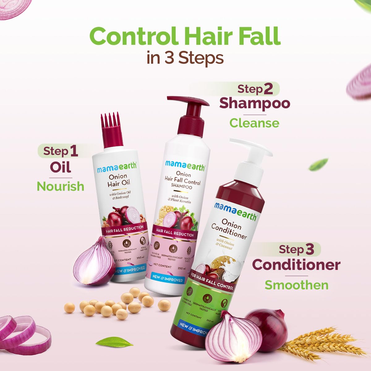 Mamaearth Onion Hair Oil with Onion Oil & Redensyl for Hair Fall Control | Boosts Hair Growth | Adds Strength & Shine | 200 ml