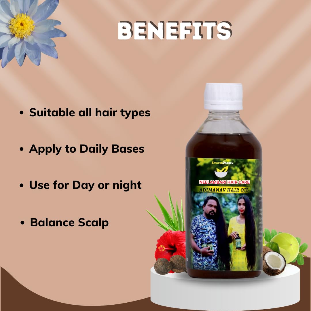Smartdrops Adimanav Neelambari Herbal Hair Oil | Original Adimanav Hair Oil For Women And Men 100ml
