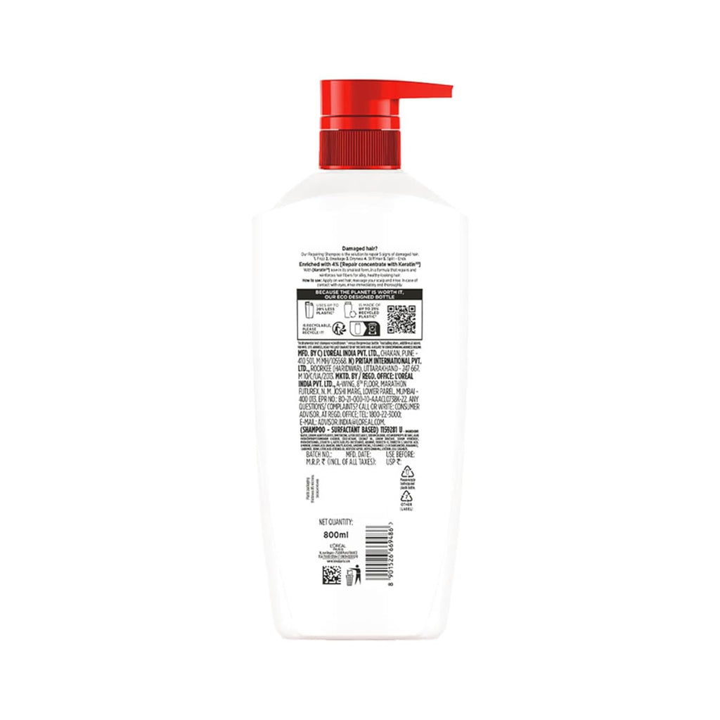 L'Oreal Paris Total Repair 5 Shampoo, For Repairing 5 Signs Of Damaged Hair, With Keratin Xs | 800Ml