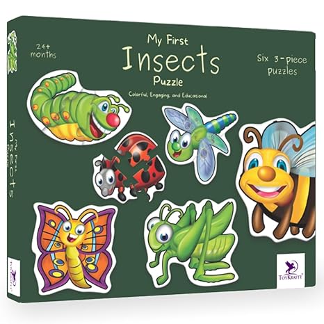 Toykraftt Toddler Puzzles Set - 3 Piece Kids Puzzle For 2-3 Years Puzzle Insects Puzzles Educational