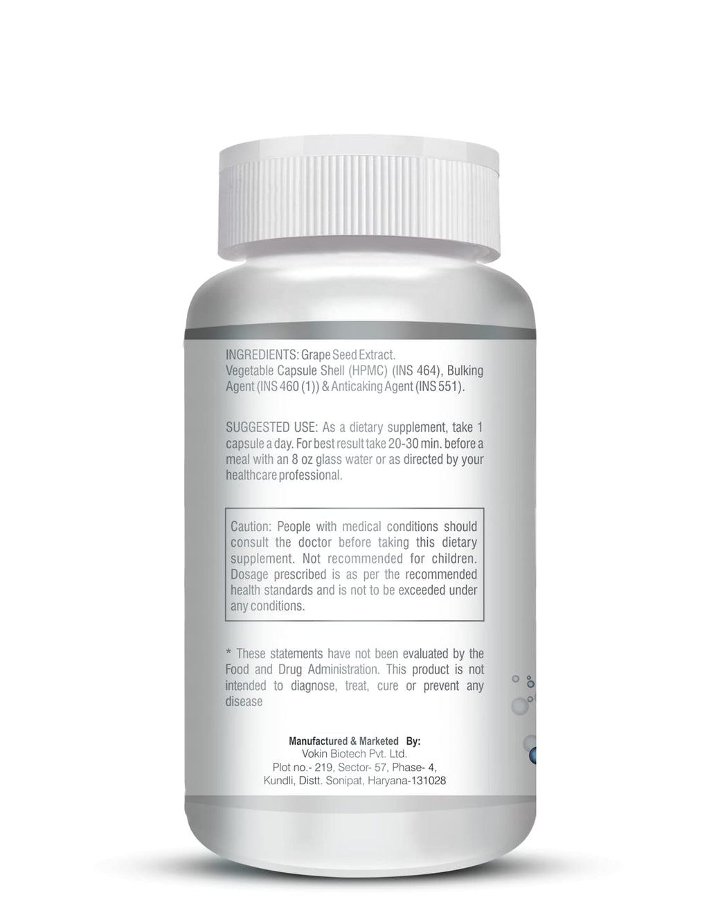Vokin Biotech Grape Seed Extract | 500 mg | 95% Polyphenols | Support Heart Health 90 capsule