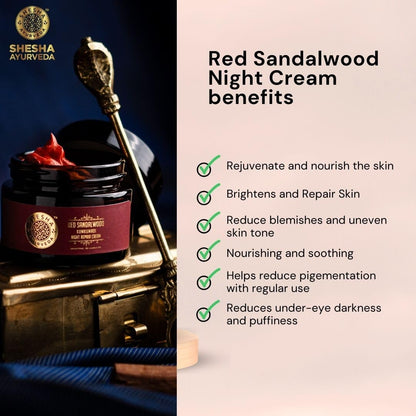 Shesha Naturals Red Sandalwood Kumkumadi & Night Repair Cream - 50 gms