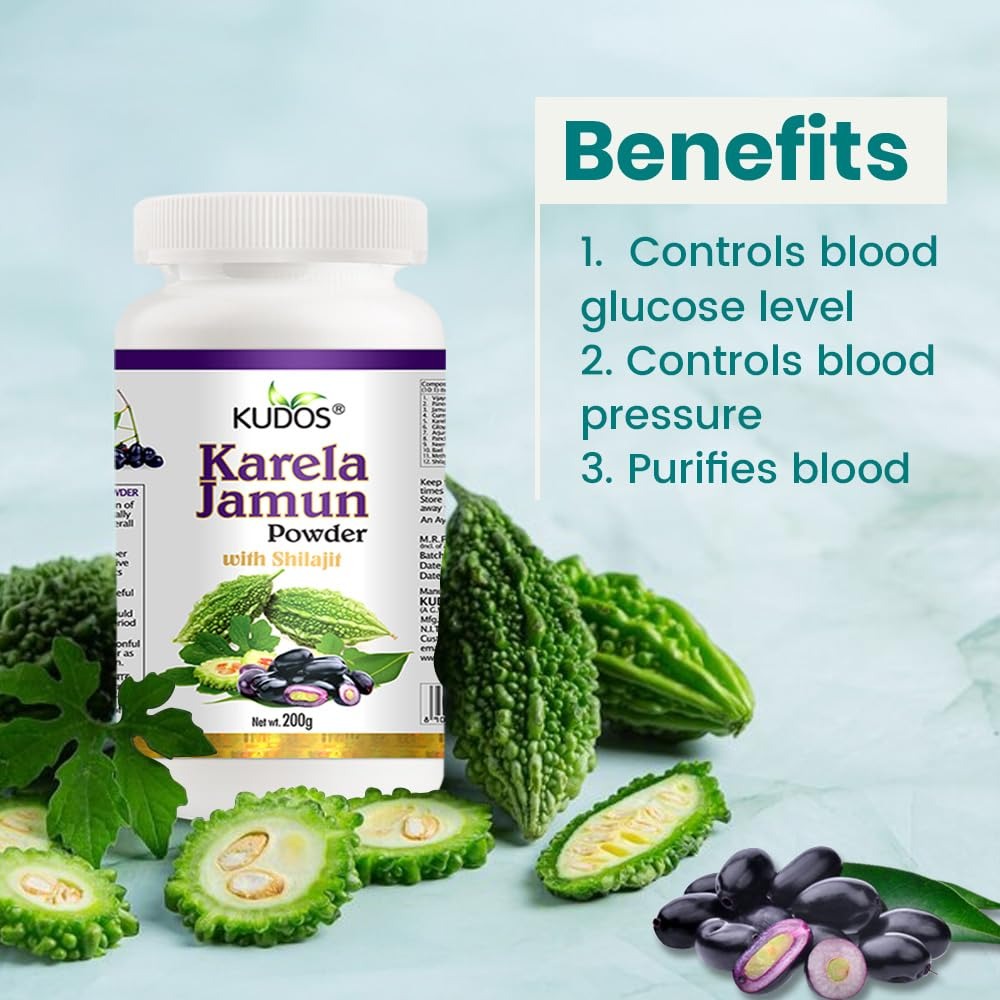 Kudos Karela Jamun Powder - 200 gms (Pack of 2)