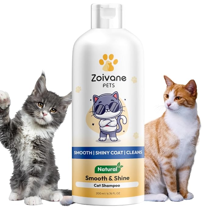 Zoivane Cat Shampoo Smooth and Shine - 300 Ml | Cat Accessories for Nourishing Hair and Shiny Body Wash | Pack of 1