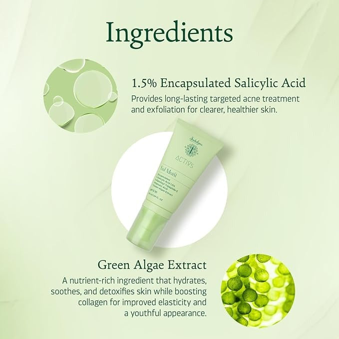 Indulgeo Essentials Sal Moist - Encapsulated Salicylic Acid Acne Healing Face Cream Moisturiser - 50 ml