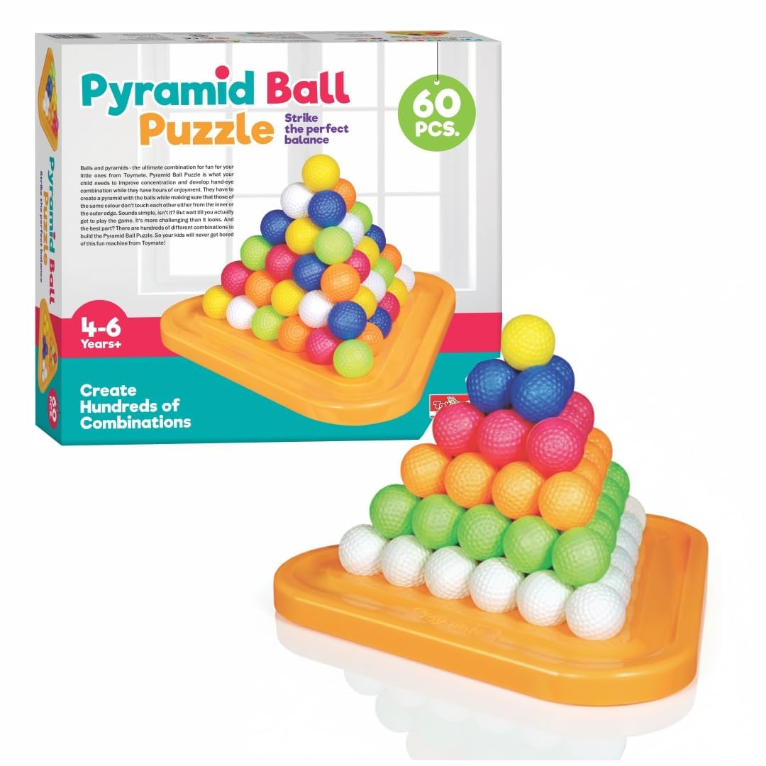 Toymate Pyramid Ball Puzzle for Kids Colourful Stacking & Balancing Game