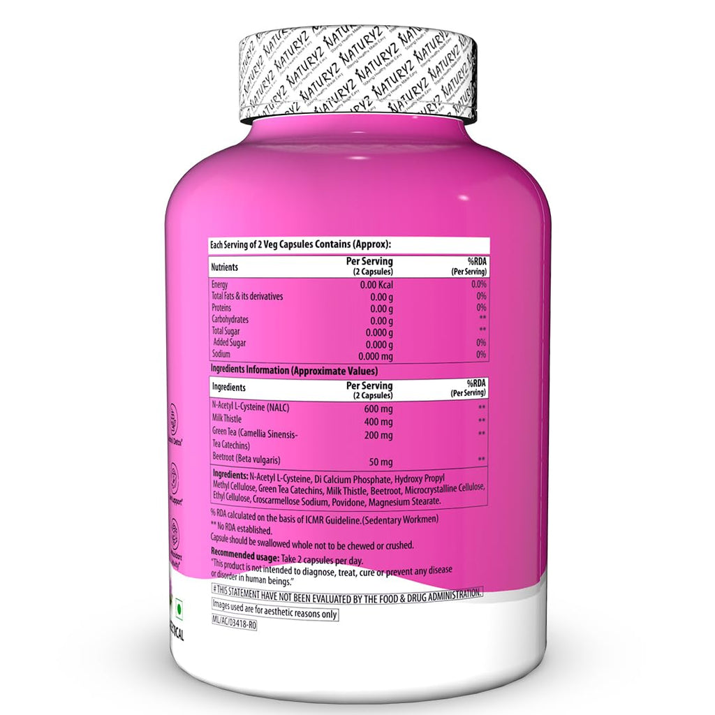 NATURYZ After Cheers Liver & Alcohol Detox Supplement with Milk Thistle, N-Acetyl Cysteine (NAC), Green Tea & Beetroot | Advanced Liver Health, Hangover Recovery | Helps detox After Drinking | 60 Vegetarian Capsules