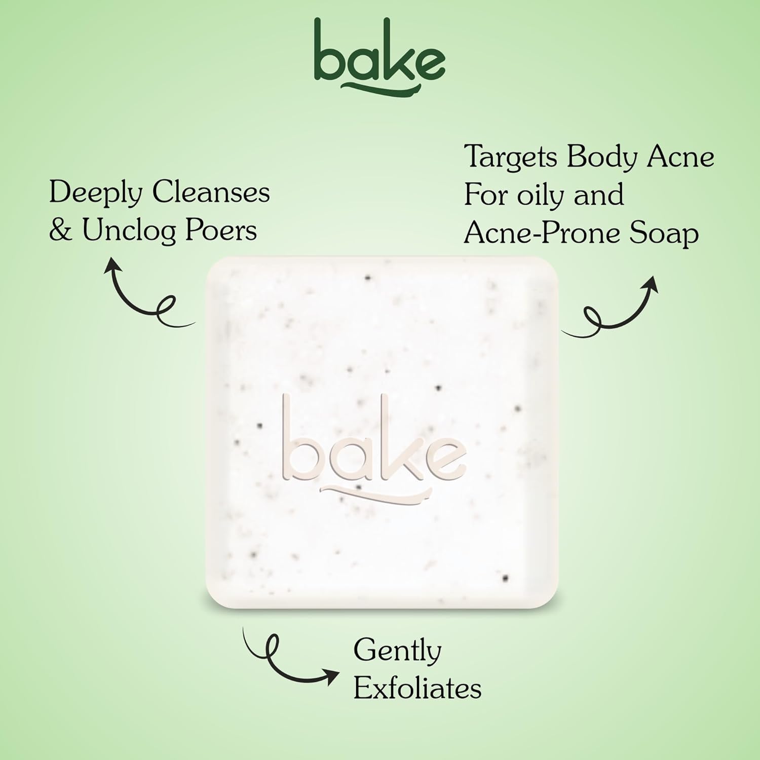 BAKE 2% Salicylic Acid Soap (2 pcs) Scrub Treatment with Niacinamide for Body & Back Acne, Reduces Strawberry Legs | Fades Dark Spots | Non Drying Formula | Soap For Men & Women | 100g x 2 (100 g (Pack of 2))