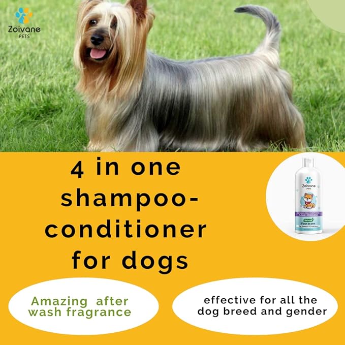 Zoivane Dog Shampoo - 500 Milliliter | 4 in 1 Dog Shampoo With Conditioner | Pack of 1