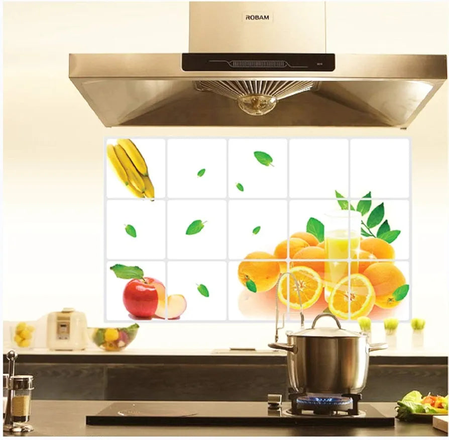 Jaamso Royals Multicolor Fruits Wall Tiles Stickers Waterproof Kitchen Stickers Fruits