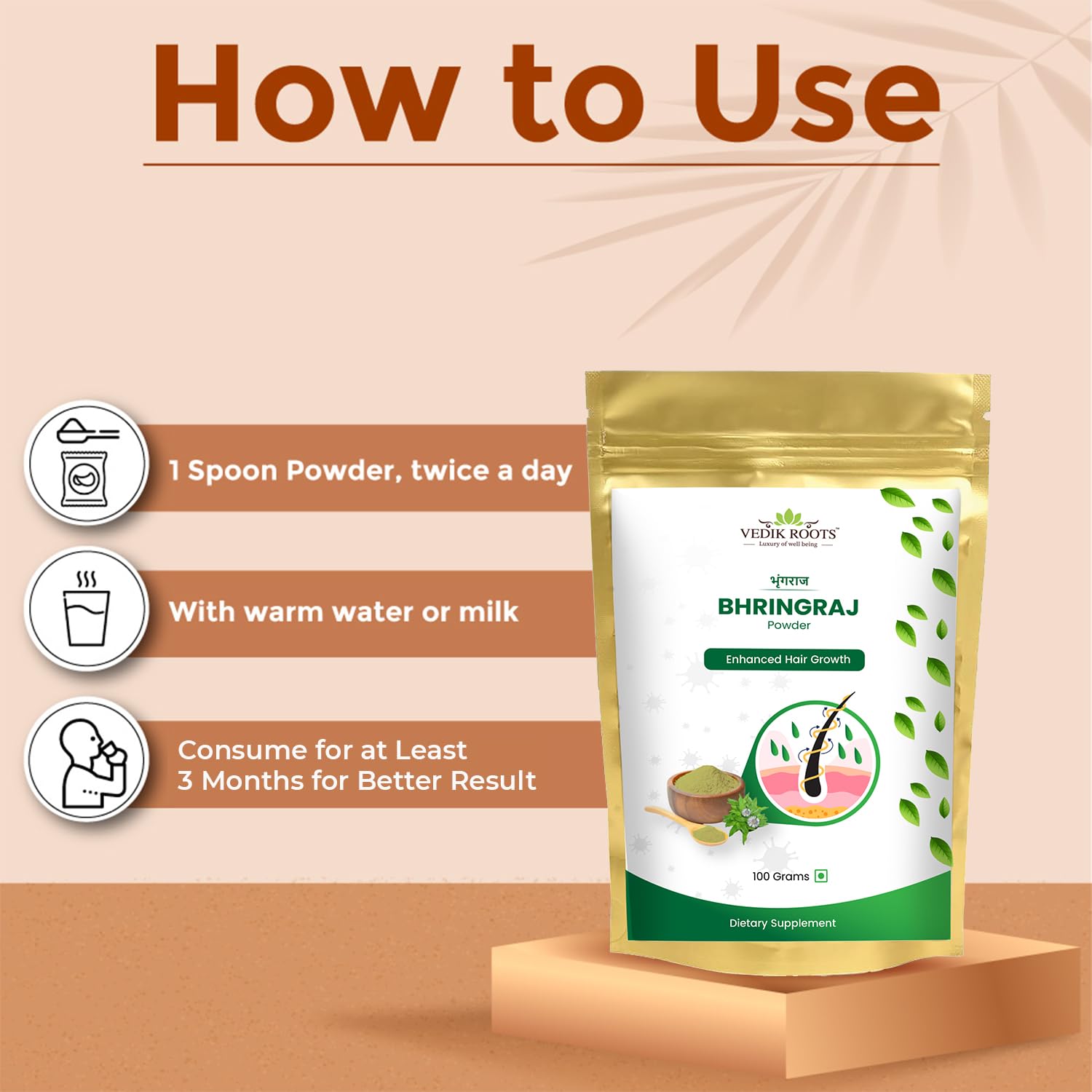 Bhringraj Powder - The Ayurvedic Solution For Stronger Hair And Healthier Scalp, Natural And Pure 100Gm (Pack of 1)