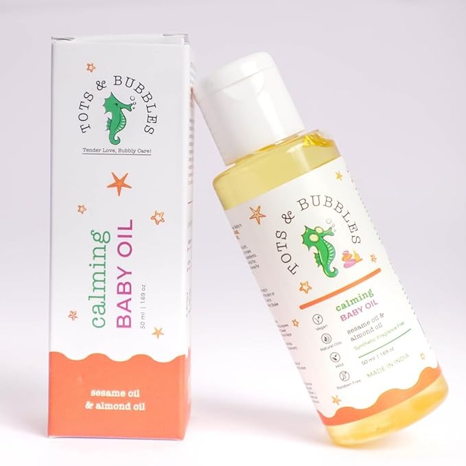 Tots & Bubbles Calming Baby Massage Oil with Sweet Almond & Olive Oil - 50 ml
