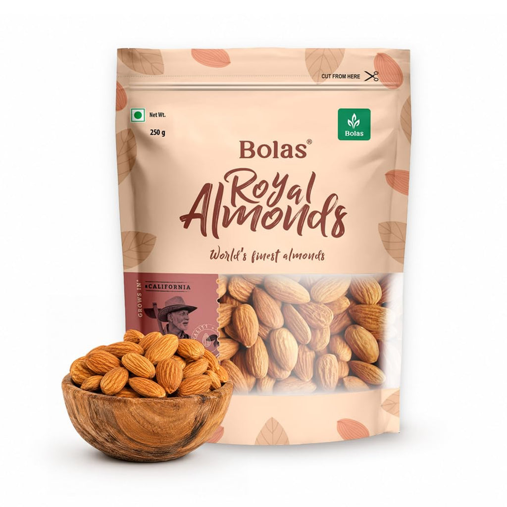 Bolas Royal California Almonds 250g | Badam Giri | High in Fiber | Rich in Protein, Magnesium & Phosphorus | Crunchy Nuts & Dry Fruits