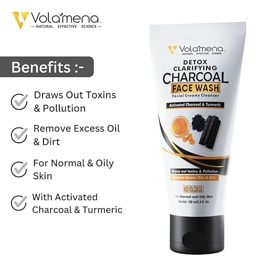 Volamena Detox Clarifying Charcoal Face Wash - 100 ml