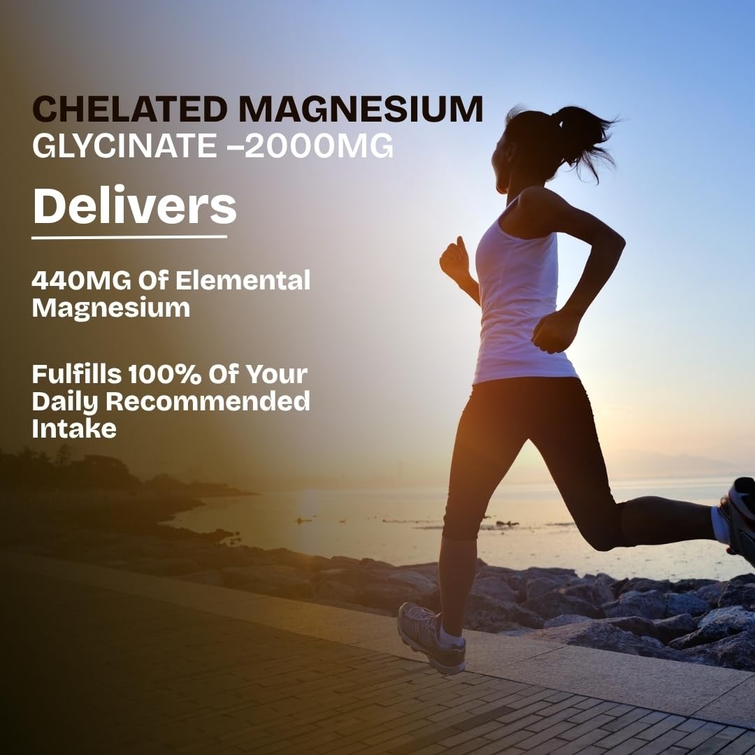 Pure Nutrition Chelated Magnesium Glycinate Supplement 2000mg - 120 Tablets | High Absorption Magnesium Supplements (Elemental 440mg) for Sleep, Cramps, Nerve Health, Relaxation, Bone & Joint Health