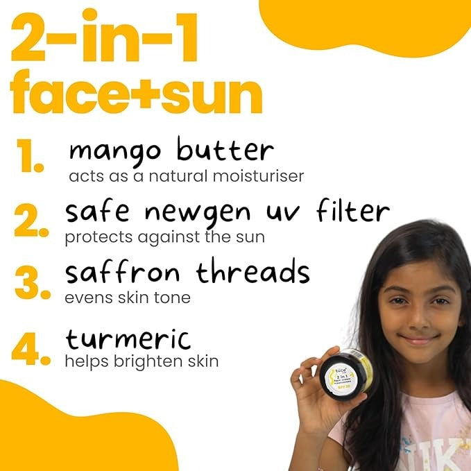 Tuco Kids 2 in 1 Face Cream + Sunscreen SPF 30 with Saffron oil for Kids - 50 gms