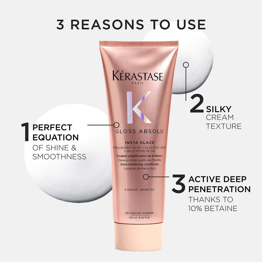 KÃ©rastase Gloss Absolu Anti-Frizz Foaming Conditioner For Bouncy, Glossy Hair | Fine To Medium Hair | 4-Days Anti-Frizz | With Hyaluronic & Glycolic Acid, Wild Rose-In-Oil | 250ml