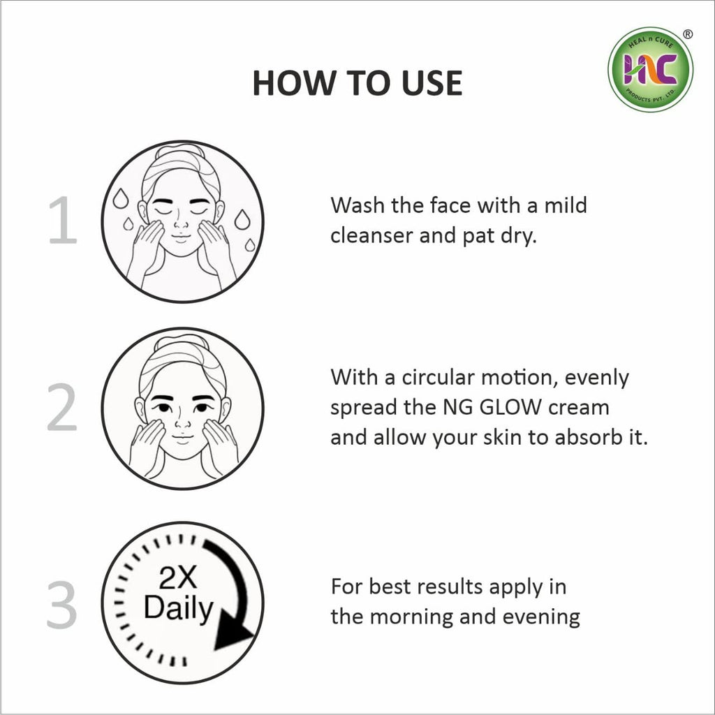 Heal N Cure NG Glow Cream - Enriched With Kojic Acid &Glycolic Acid | Anti-melasma & Anti Pigmentation Cream. Helps To Remove Acne Scar, Dark/Age Spots, Blemishes and Uneven Skin Tone-20GM