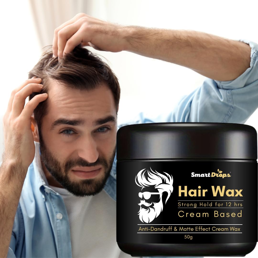 Smartdrops Hair Cream Wax | Hair Wax Men | Styling Wax | Glossy Finish | Shine | Strong Hold | For Men - 50gm | Cream Based Wax