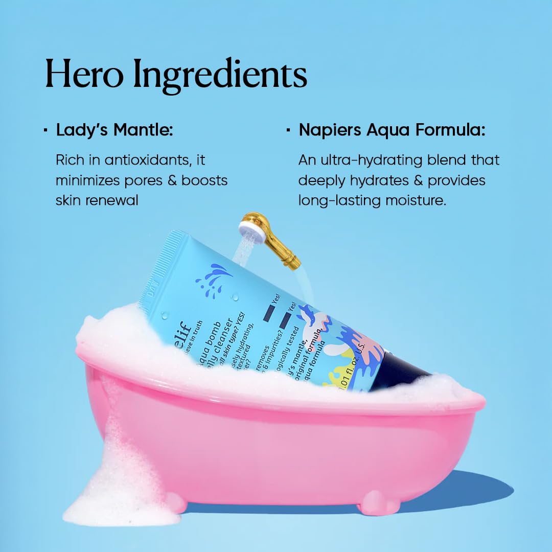 Belif Aqua Bomb Jelly Cleanser 30ML | Hydrating & Gentle Face Wash | Korean Skincare | Makeup Remover for All Skin Types | Vegan & Dermatologically Tested