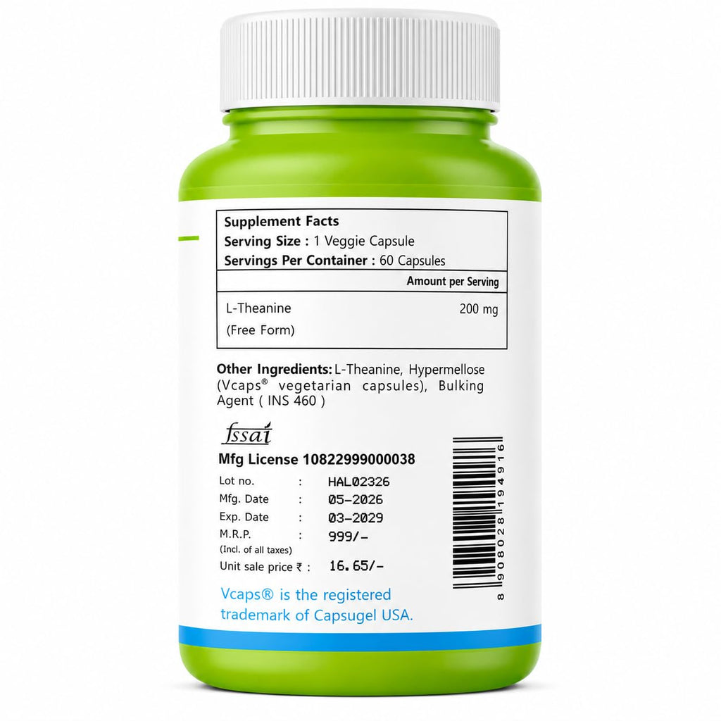 Haleup L-Theanine 200 mg | High Bioavailability Formula | Promotes Calm, Focus & Relaxation | Haleup USA, 60 capsules (60 count X 1)