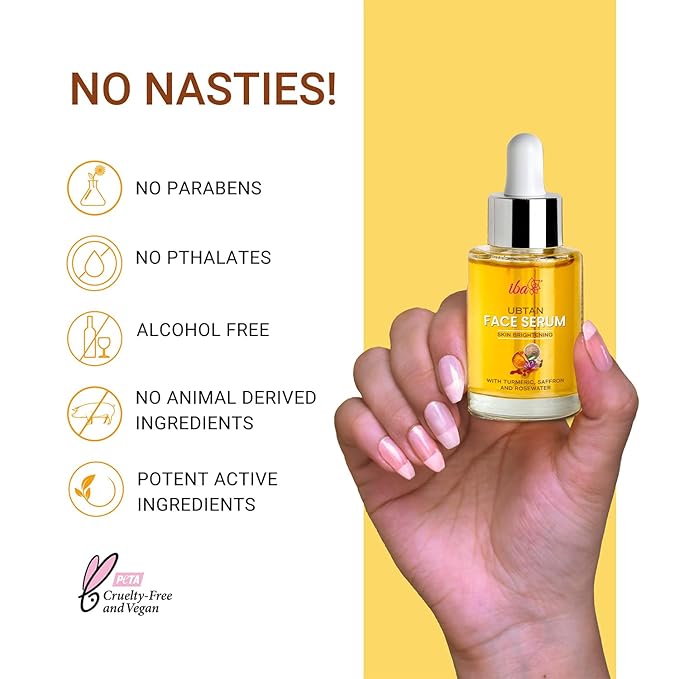 Iba Ubtan Face Serum With Turmeric, Saffron & Rosewater for Skin Brightening - 30 Ml