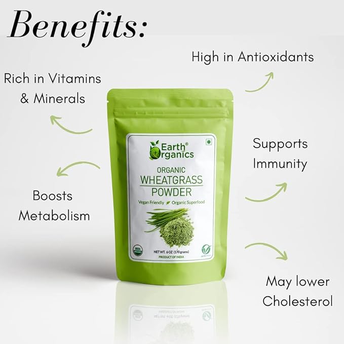 Earth Organics Organic Wheatgrass Powder - 170 gms