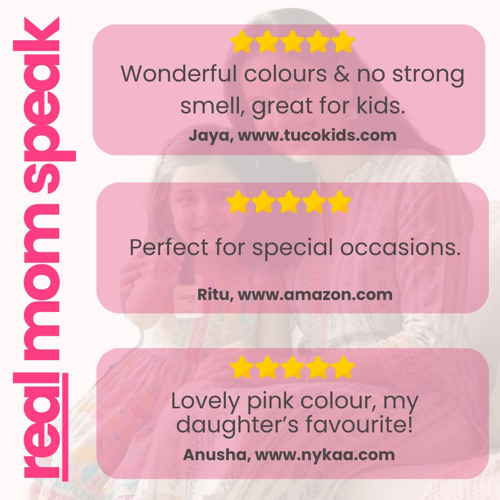 TucoÂ® Kids Water Based Safe Nail Polish for girls | Easy to Peel Off, Non Toxic, Natural & Safe for Kids | Play Safe with Chemical Free Nails for Daughters | Pack of 1x5ml | Pink