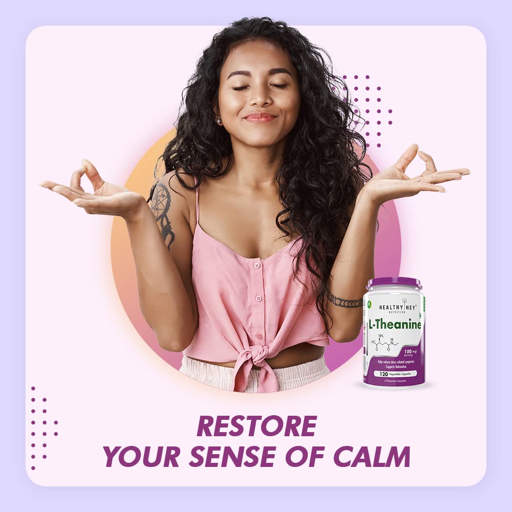 HealthyHey Nutrition L-Theanine -Support Relaxation - 90 Vegetarian Capsules
