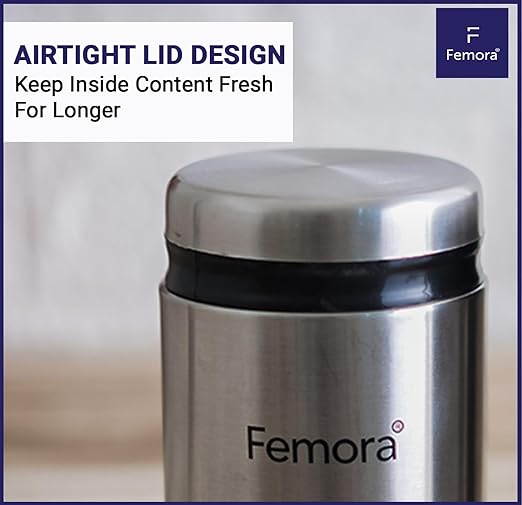 Femora Kitchen Storage Jars Steel Body With See Through Bottom Jar | 350 Ml | Pack of 4