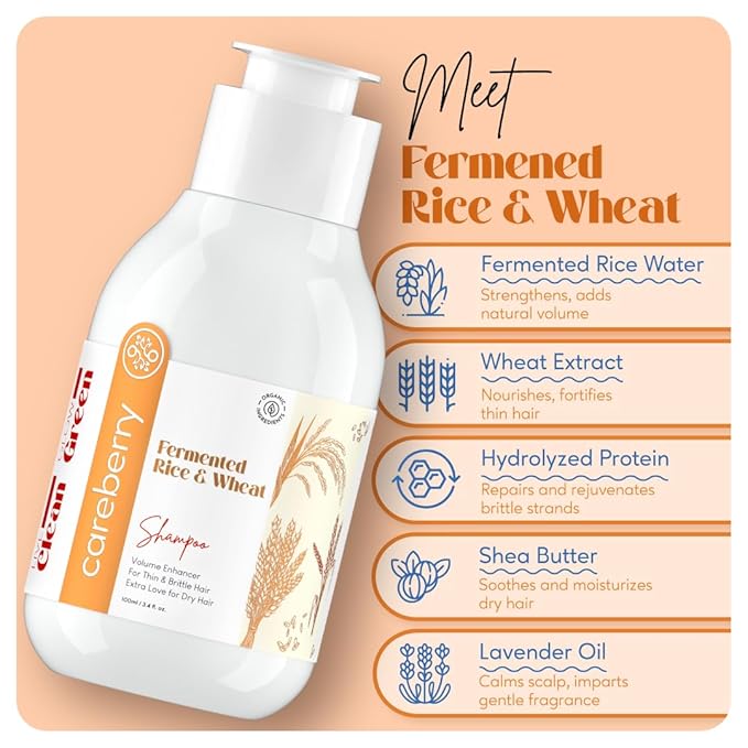 Careberry Rice & Wheat Volumizing Shampoo - 100 ml