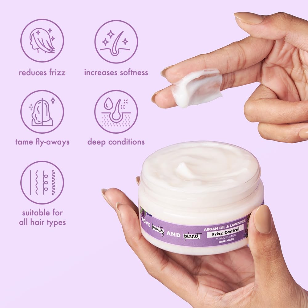 Love Beauty & Planet Argan Oil & Lavender Magic Mask for Smooth Frizz Free Hair|No Sulfates,No Paraben|100ml