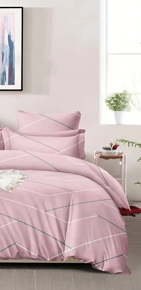 The Home Style 400 TC Supersoft 100% Cotton Printed Flat King Size Double Bed Bedsheet with 2 Pillow Cover Ballet Pink