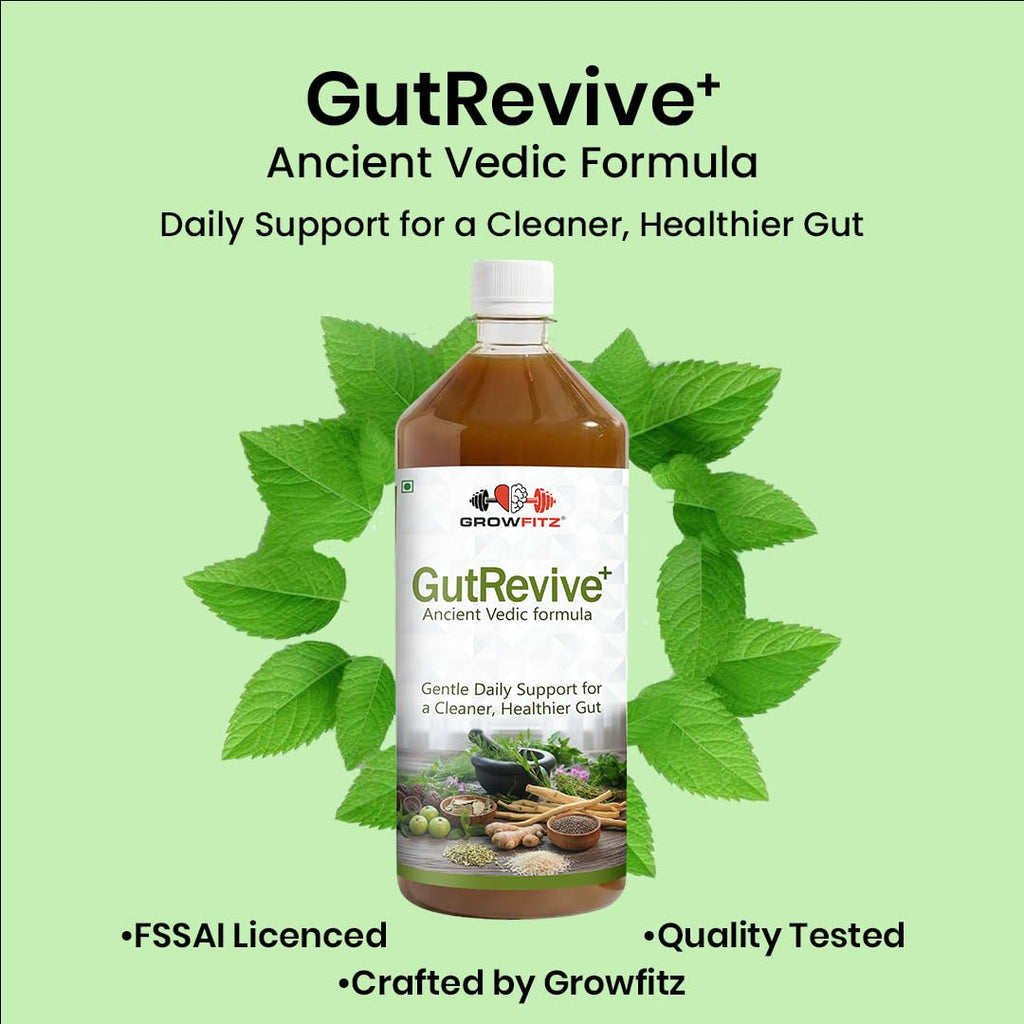 Growfitz GutRevive+ Liver Care Juice 1L | Natural Liver Detox & Digestive Cleanse | Triphala, Amla, Mulethi, Senna & Herbal Gut Support | No Added Sugar