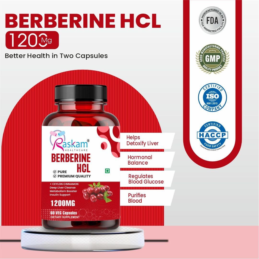 Healthcare Berberine HCL 1200mg with Ceylon Cinnamon, 60 Vegetarian Capsules, Dietary Supplement