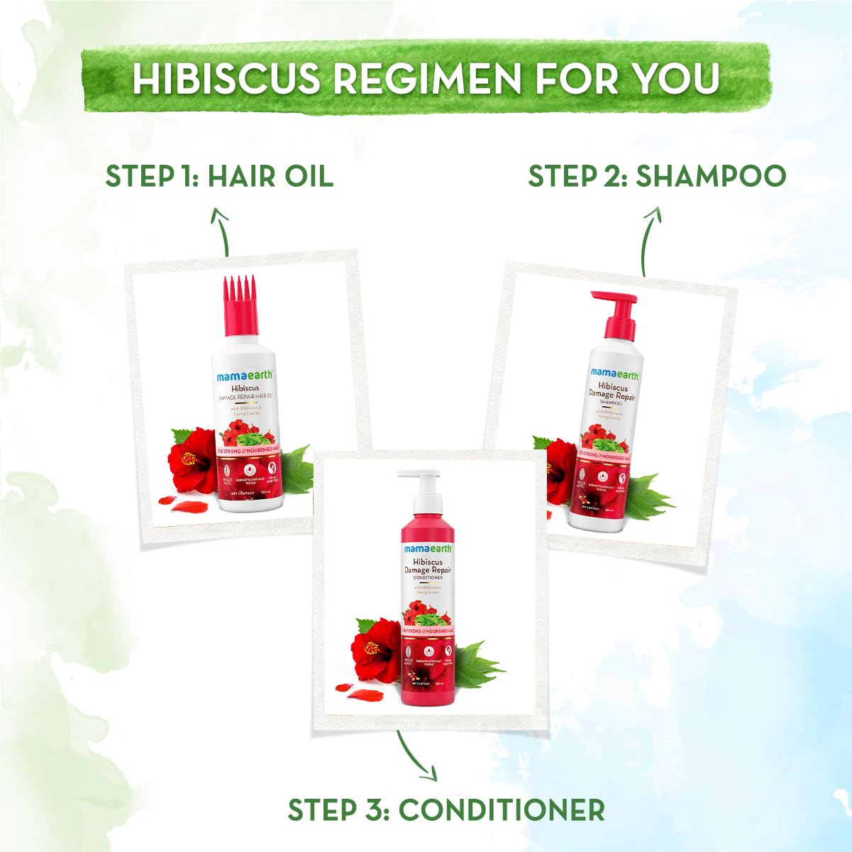 Mamaearth Hibiscus Damage Repair Hair Oil with Hibiscus & Curry Leaves for Strong & Nourished Hair|Repairs Rough, Dry & Damaged Hair|Makes Hair Smooth & Frizz Free|Suitable For All Hair Types (150ml)