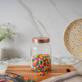 Femora Kitchen Storage Jars Clear Glass Jar With Steel Lid Air Tight Jar | 1000 Ml | Pack of 1 | Golden Lid
