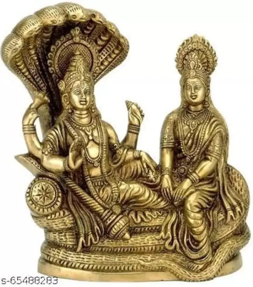 Uapan Brass Lord Vishnu Laxmi Sculpture Decorative Showpiece  Decorative Showpiece 10 cm
