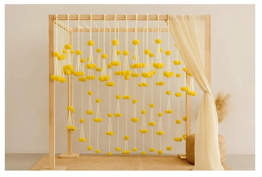 Artificial Rajnigandha Clustered Fluffy Marigold Strings 2.33 ft  Pack of 6 Yellow
