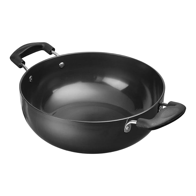 Vinod Black Pearl Hard Anodised Non Stick Deep Kadhai - 2.1 LTR, 20 cm | 3.25mm Thickness | kadai for Cooking