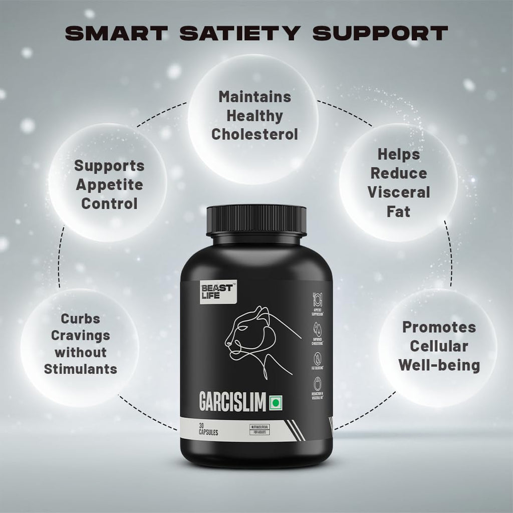 BeastLife GarciSlim Capsules | Garcinia Cambogia Fruit Extract | Support Healthy Weight Management | Helps Maintain Energy & Cholesterol Levels | 30 Capsules
