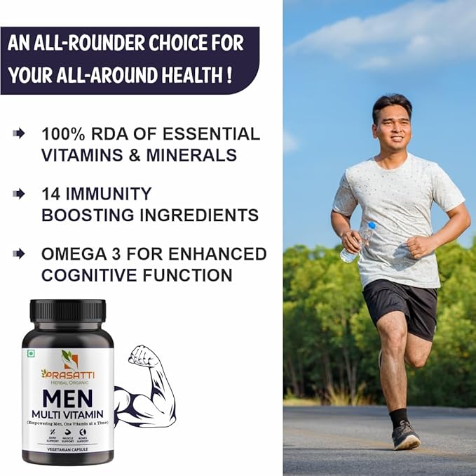 Prasatti Herbal Organic Plant Based Men Multivitamin - 90 Veg Caps