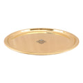 Indian Art Villa Hammered Brass Serving Plate 14.1" Inch, Gold
