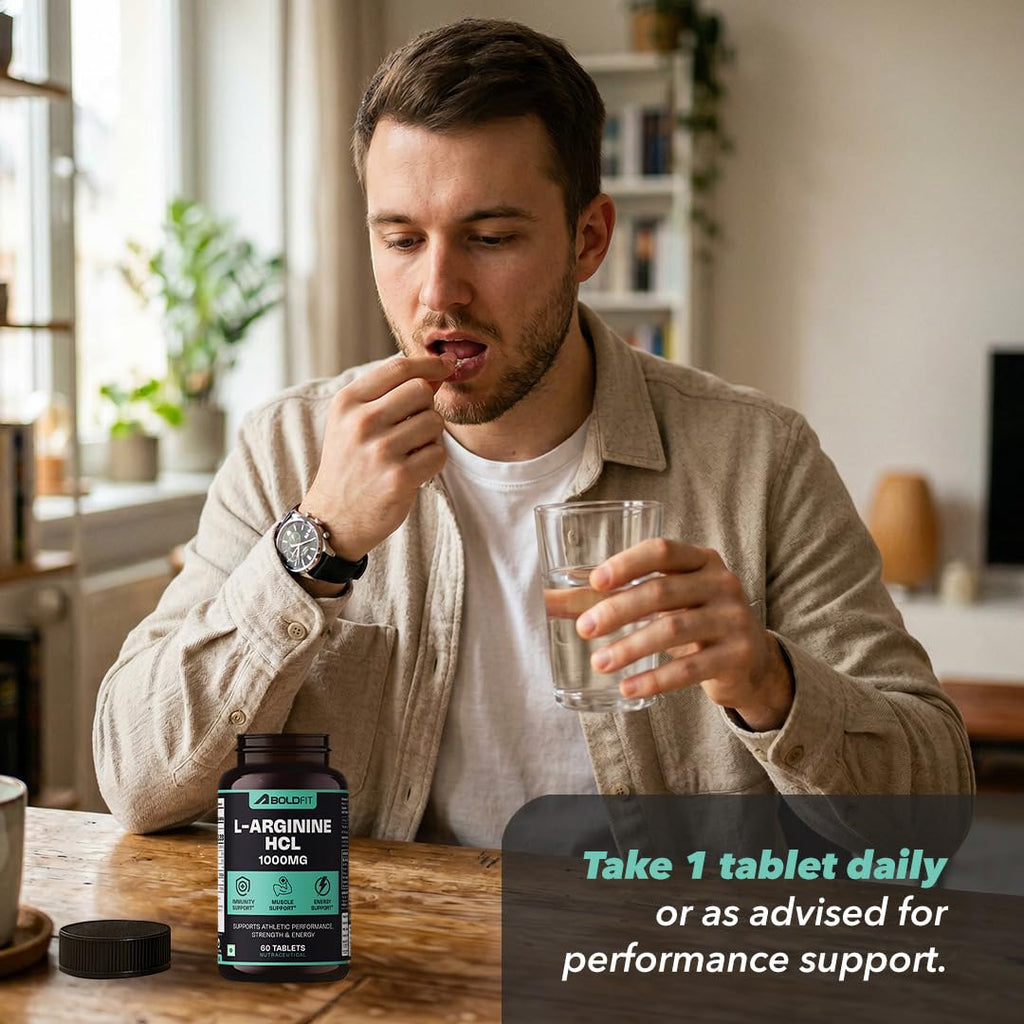 Boldfit L-Arginine Supplement 1000mg with Nitric Oxide Arginine Supplement for Men & Women for Muscle Growth, Stamina, Recovery, Immune Booster & Energy - 60 Tablets