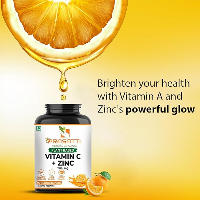 Prasatti Herbal Organic Vitamin C Amla Extract With Zinc - 120 Veg Caps