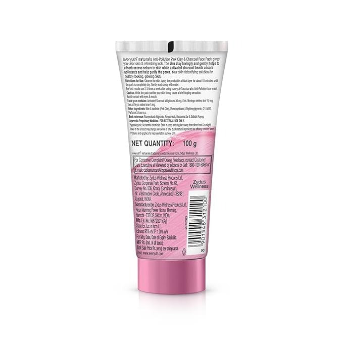 Everyuth Naturals Anti Pollution Pink Clay & Charcoal Face Pack - 100 gms