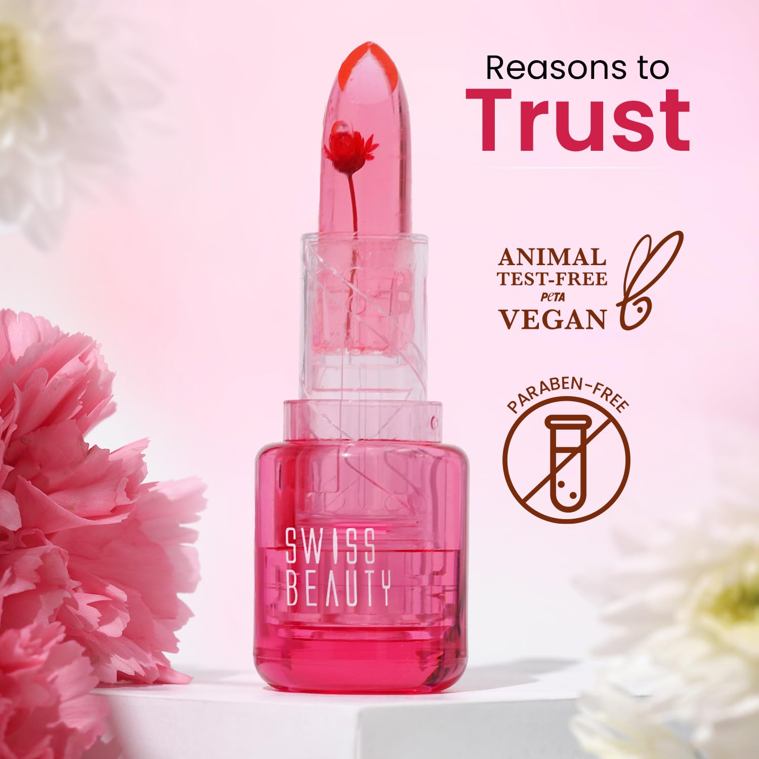 Swiss Beauty Jelly Bloom pH Lip Balm | Colour-Changing Tint | Hydrating | With Vitamin E | Vegan | Paraben-Free | Cruelty-Free | 3.6g, Shade- Rose Pop